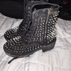 Black Spiked Ankle Boots